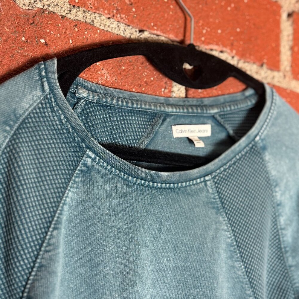Men's Vintage Calvin Klein Sweater - Ocean Sea Blue - Size L